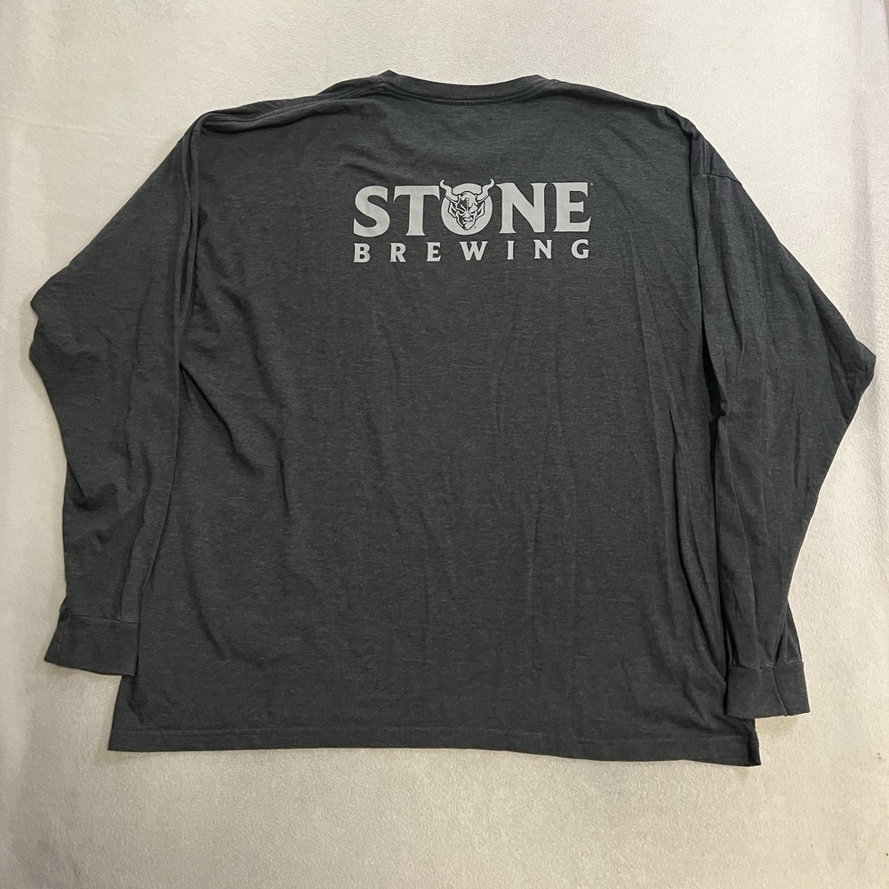 Stone Brewing Co T-Shirt Men's Size 3XL Gray Graphic Logo Long Sleeve Tee